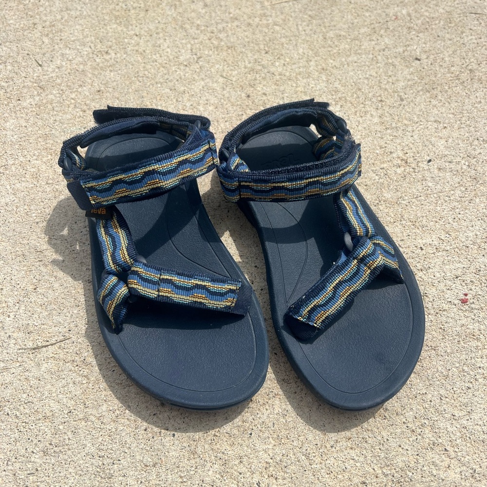 Teva Navy Blue Kids Sandals with Yellow-Trim Straps